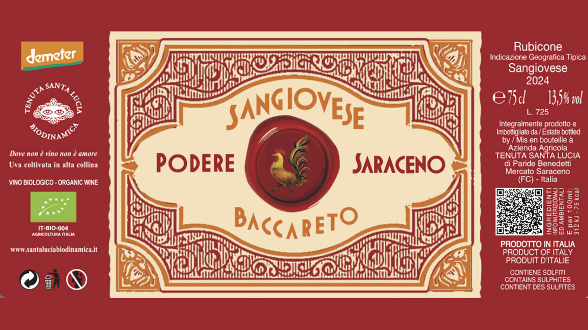 SANTA LUCIA Baccareto Sangiovese, 0,75l